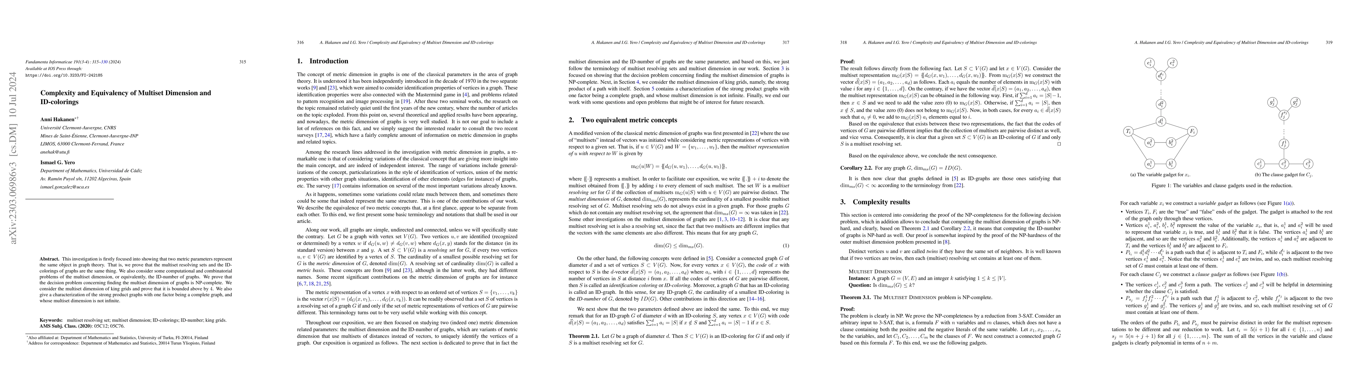 Thumbnail for Complexity and equivalency of multiset dimension and ID-colorings