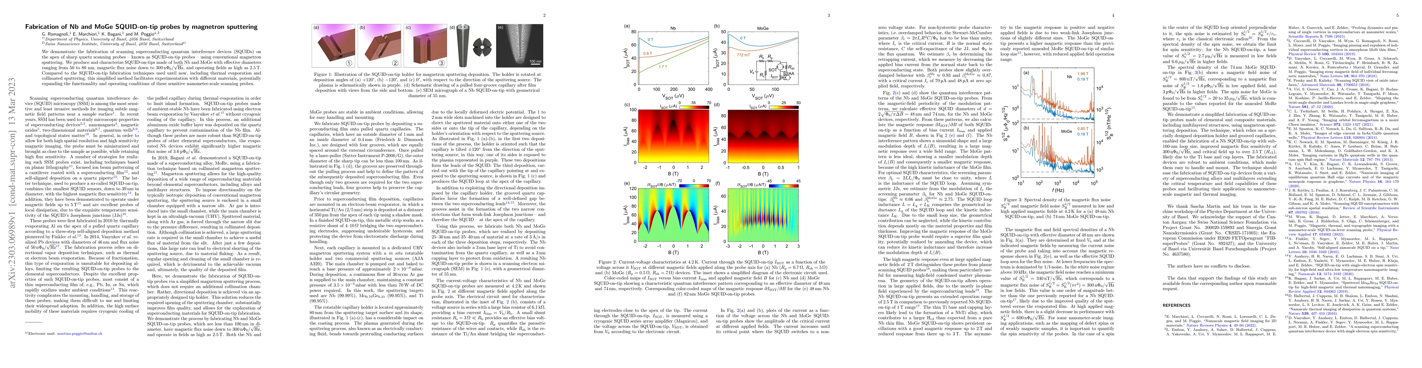 Thumbnail for Fabrication of Nb and MoGe SQUID-on-tip probes by magnetron sputtering