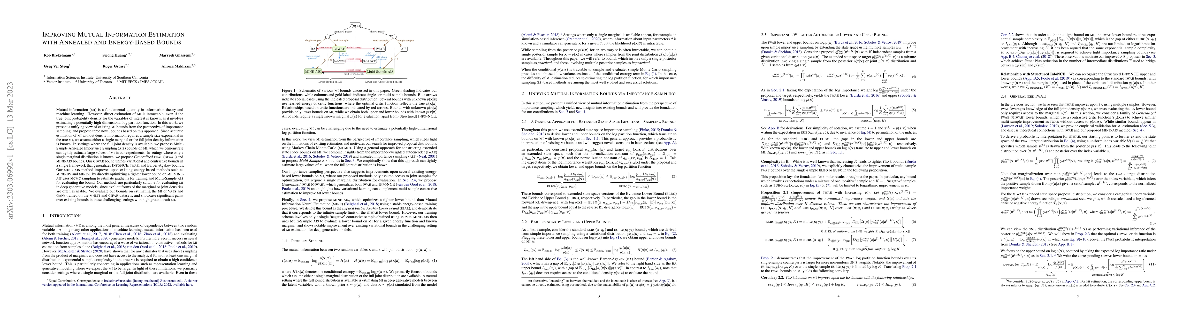 Thumbnail for Improving Mutual Information Estimation with Annealed and Energy-Based
  Bounds