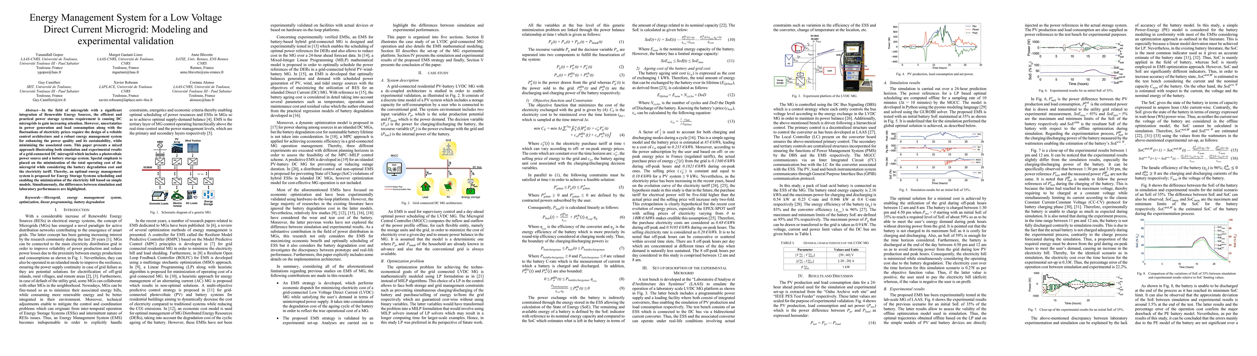 Thumbnail for Energy Management System for a Low Voltage Direct Current Microgrid:
  Modeling and experimental validation