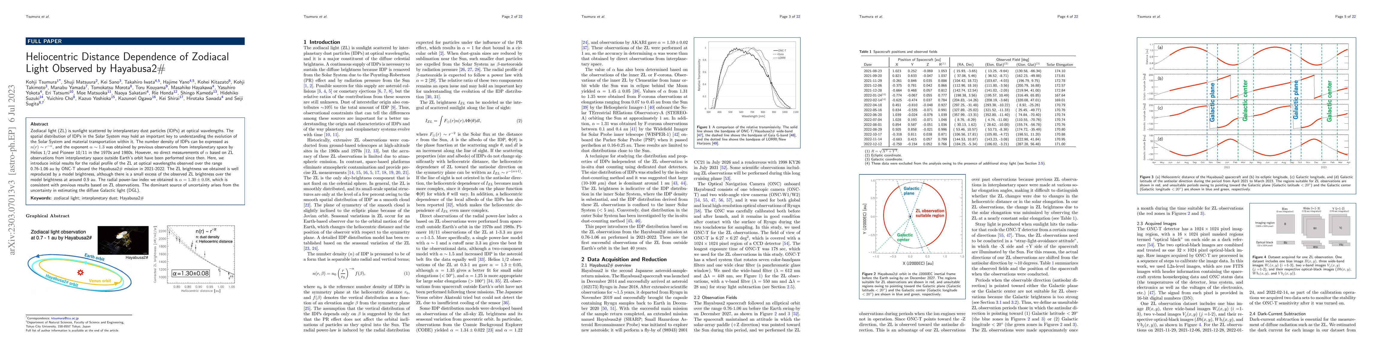 Thumbnail for Heliocentric Distance Dependence of Zodiacal Light Observed by
  Hayabusa2#