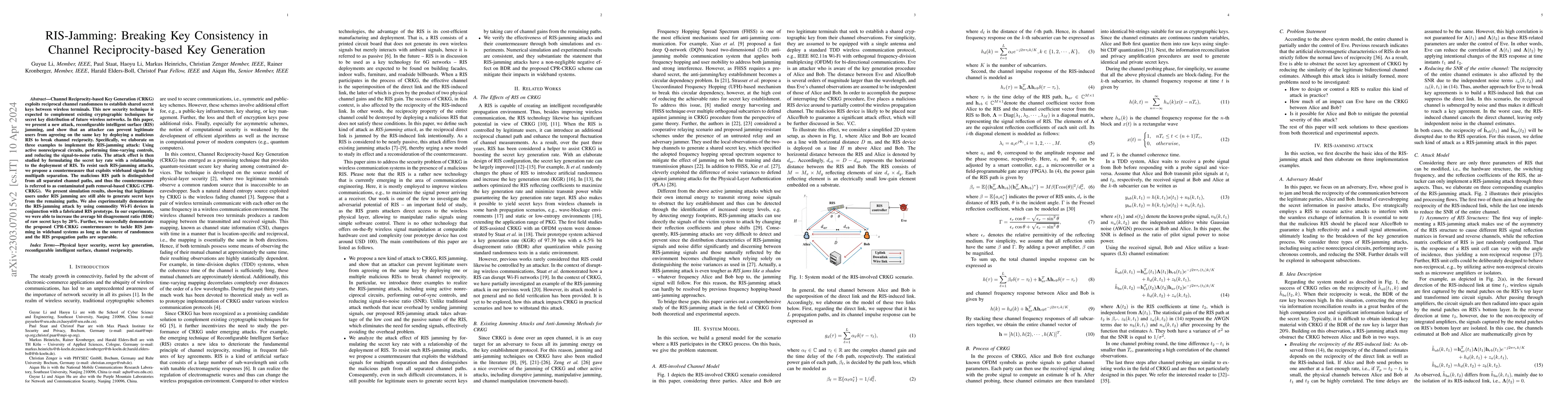 Thumbnail for RIS-Jamming: Breaking Key Consistency in Channel Reciprocity-based Key
  Generation