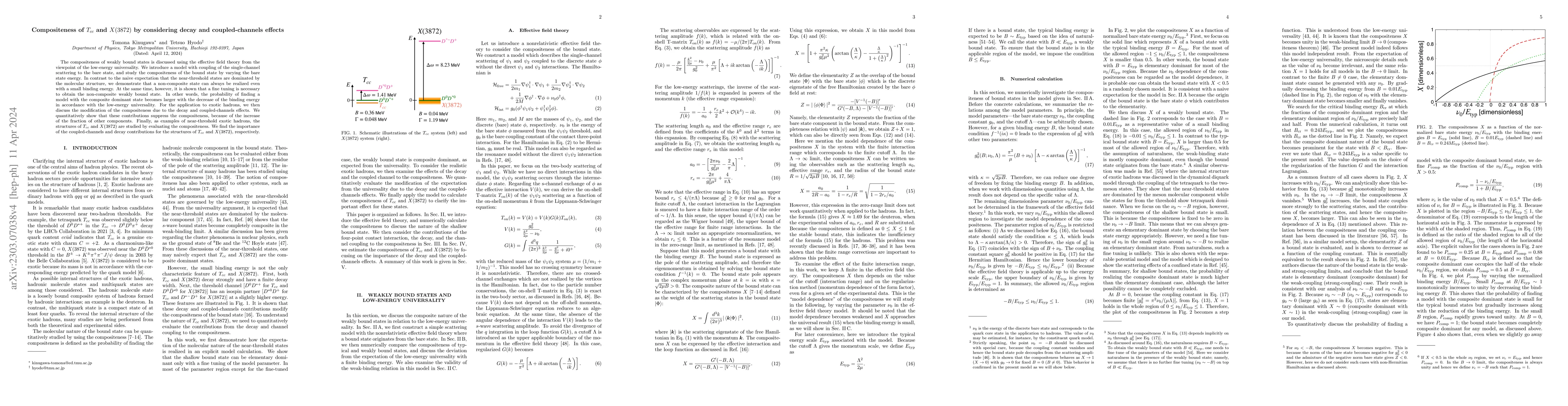Thumbnail for Compositeness of $T_{cc}$ and $X(3872)$ by considering decay and
  coupled-channels effects