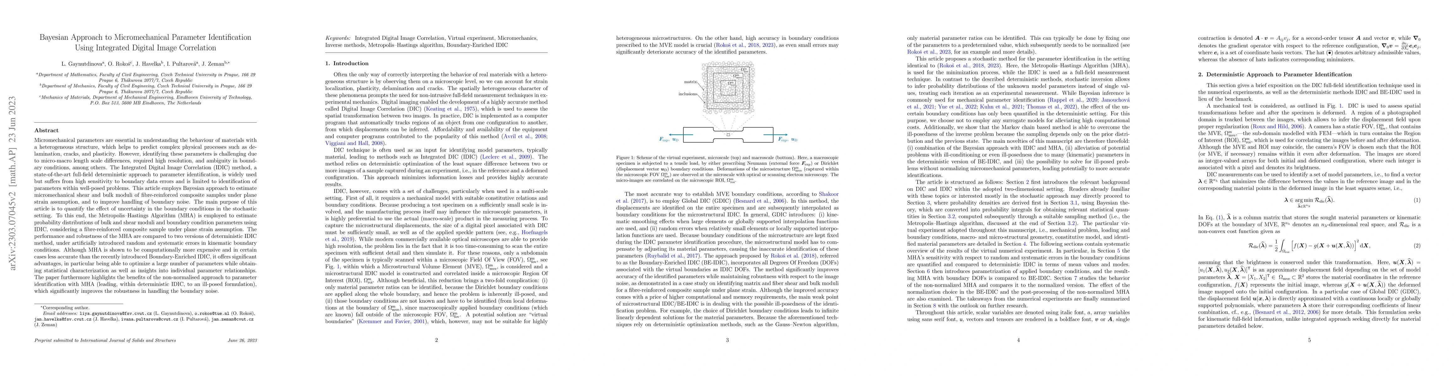 Thumbnail for Bayesian Approach to Micromechanical Parameter Identification Using
  Integrated Digital Image Correlation
