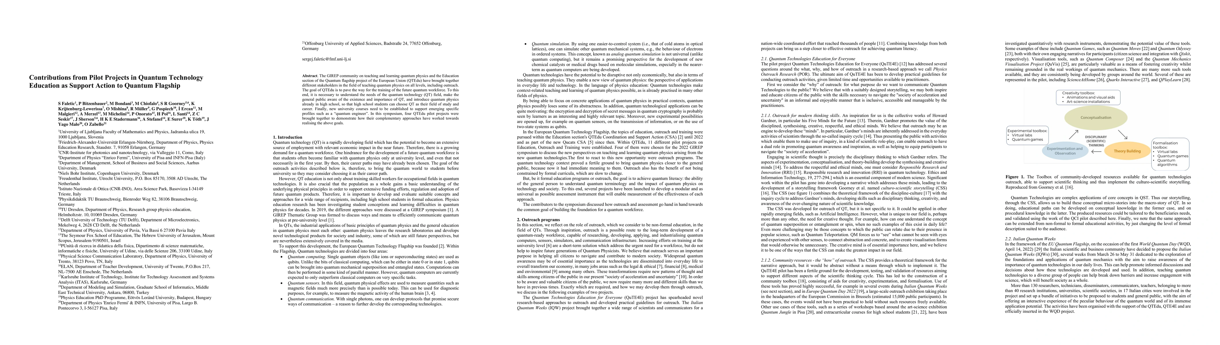 Thumbnail for Contributions from Pilot Projects in Quantum Technology Education as
  Support Action to Quantum Flagship