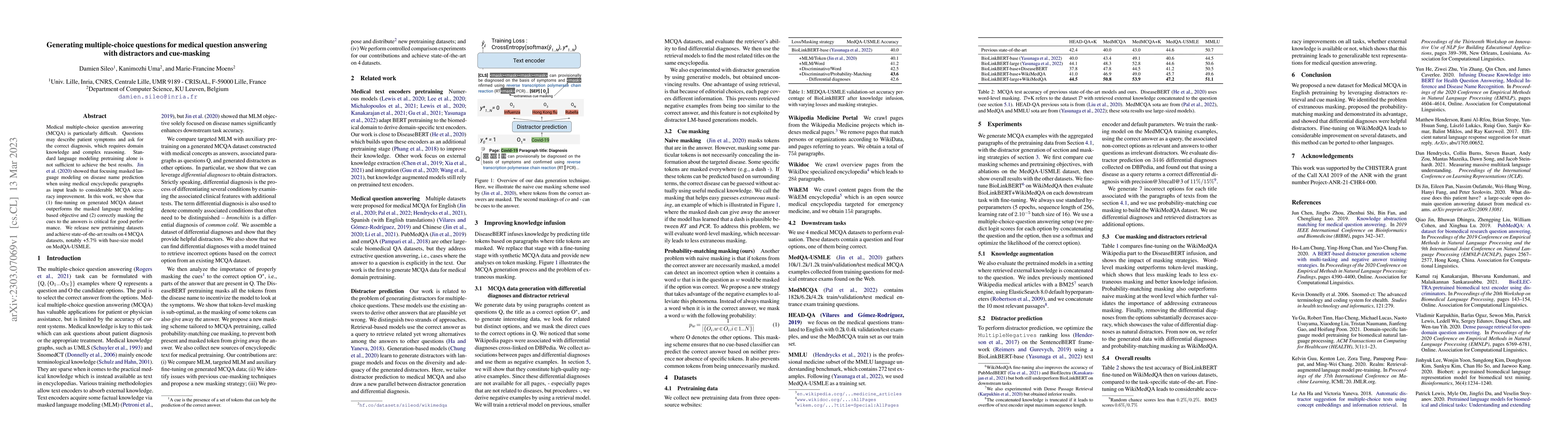 Thumbnail for Generating multiple-choice questions for medical question answering with
  distractors and cue-masking