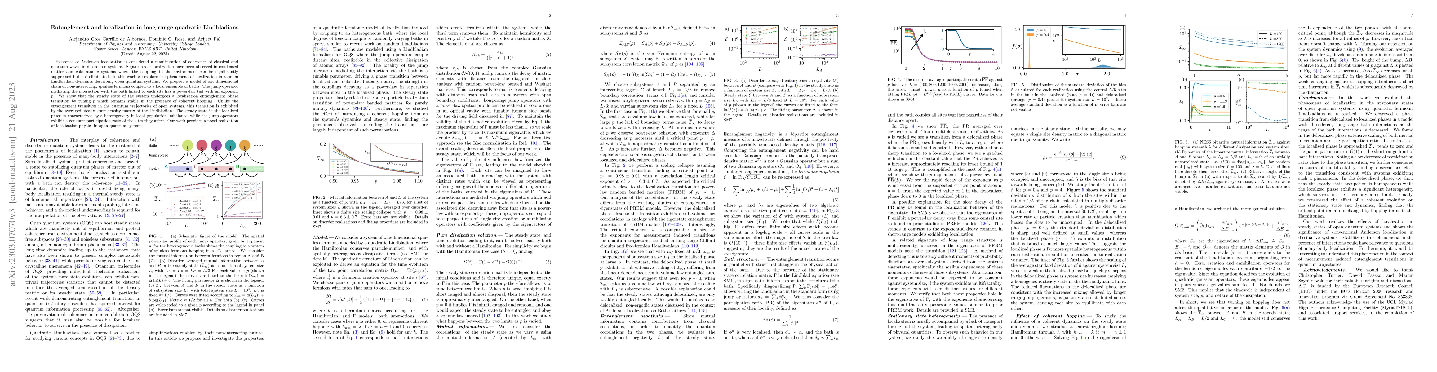 Thumbnail for Entanglement and localization in long-range quadratic Lindbladians