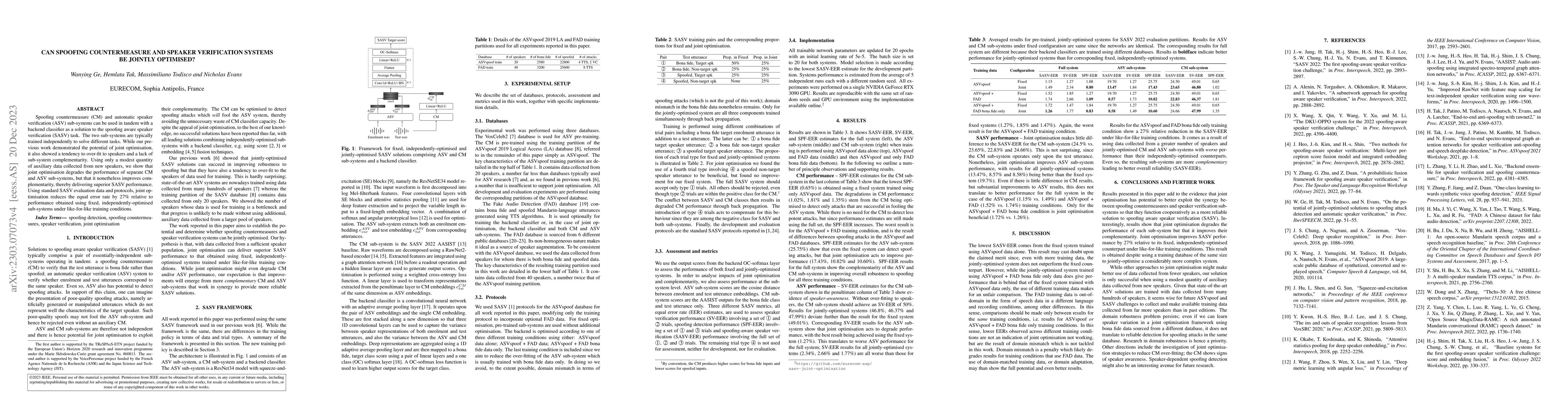 Thumbnail for Can spoofing countermeasure and speaker verification systems be jointly
  optimised?