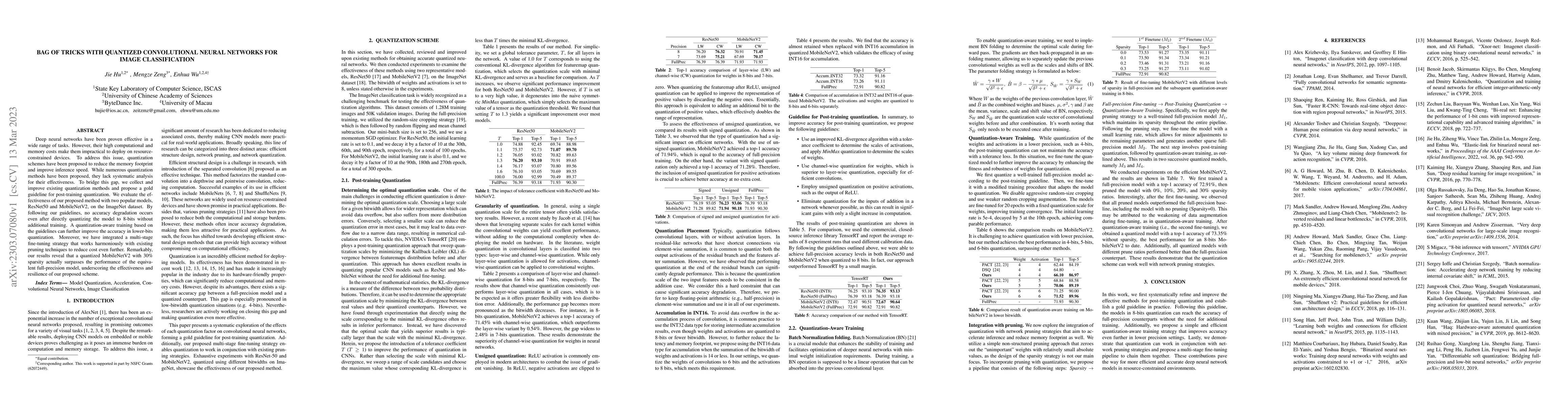 Thumbnail for Bag of Tricks with Quantized Convolutional Neural Networks for image
  classification