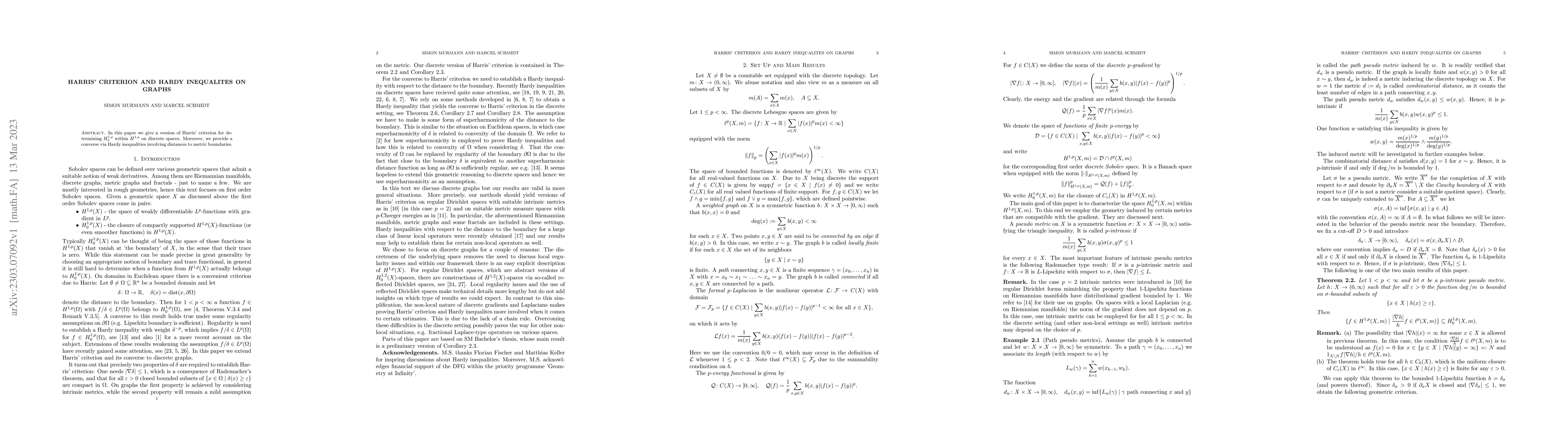 Thumbnail for Harris' criterion and Hardy inequalites on graphs