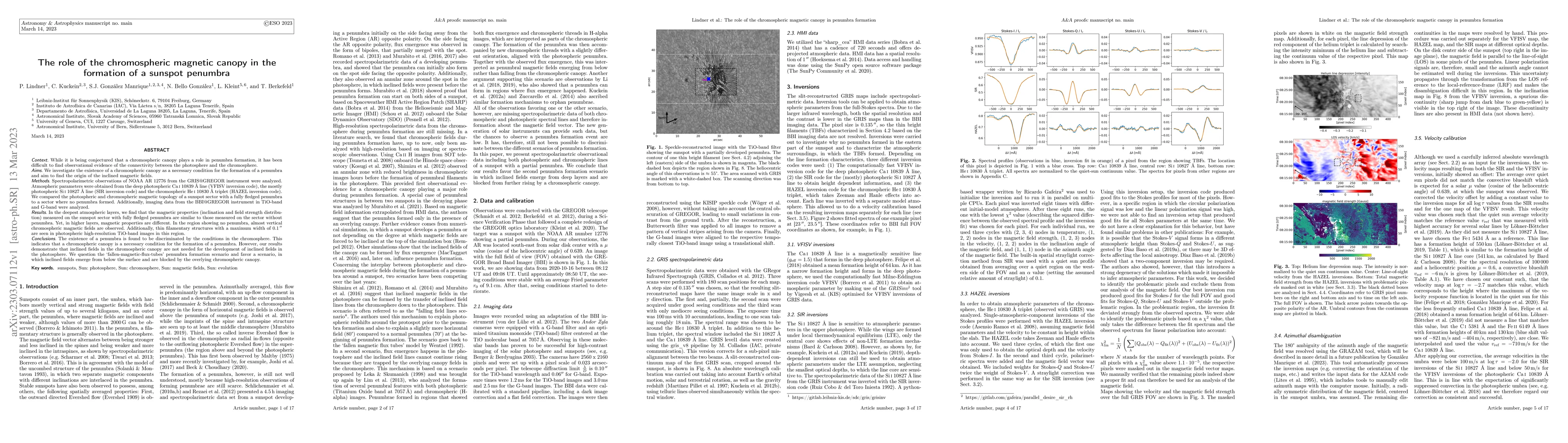 Thumbnail for The role of the chromospheric magnetic canopy in the formation of a
  sunspot penumbra