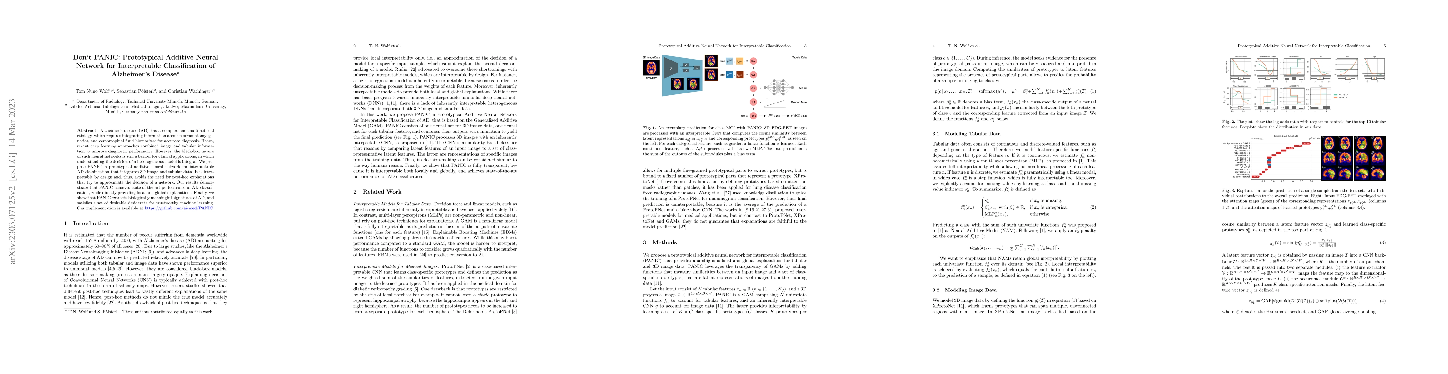 Thumbnail for Don't PANIC: Prototypical Additive Neural Network for Interpretable
  Classification of Alzheimer's Disease
