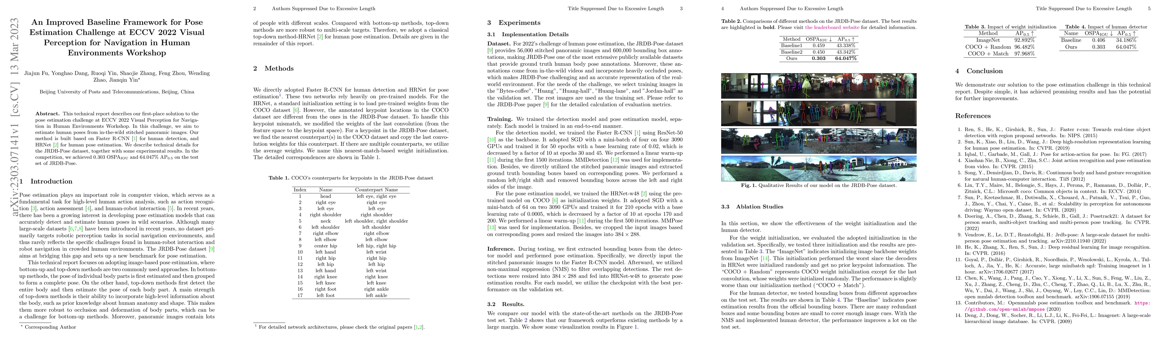 Thumbnail for An Improved Baseline Framework for Pose Estimation Challenge at ECCV
  2022 Visual Perception for Navigation in Human Environments Workshop