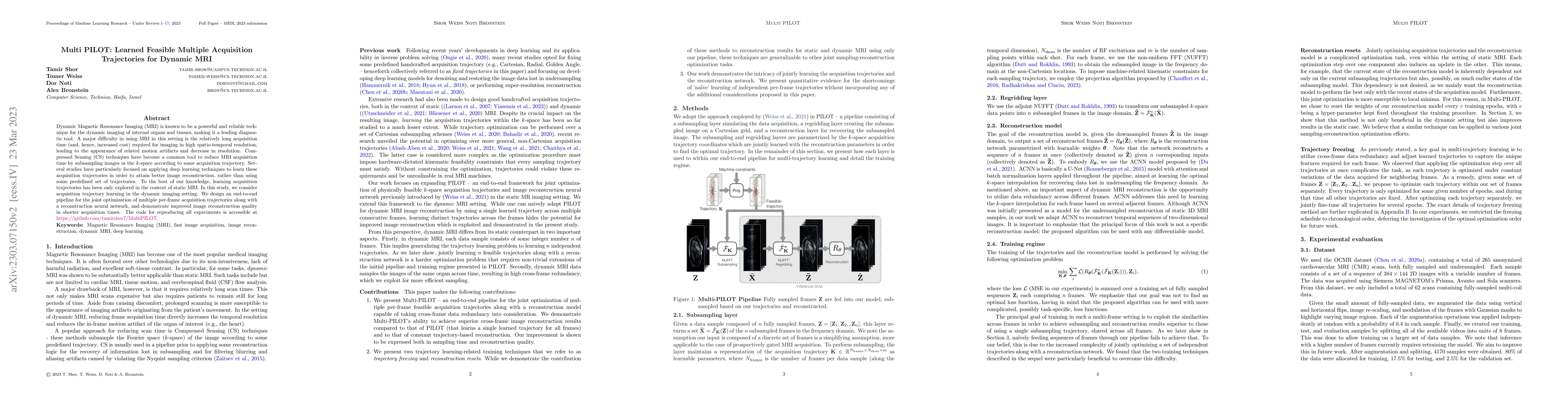Thumbnail for Multi PILOT: Learned Feasible Multiple Acquisition Trajectories for
  Dynamic MRI