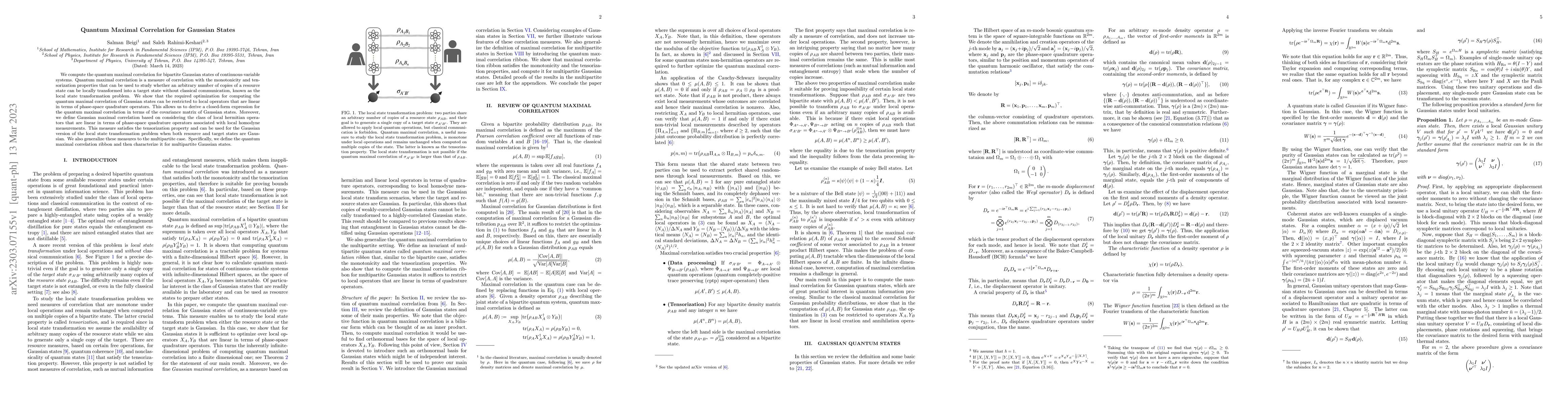 Thumbnail for Quantum Maximal Correlation for Gaussian States