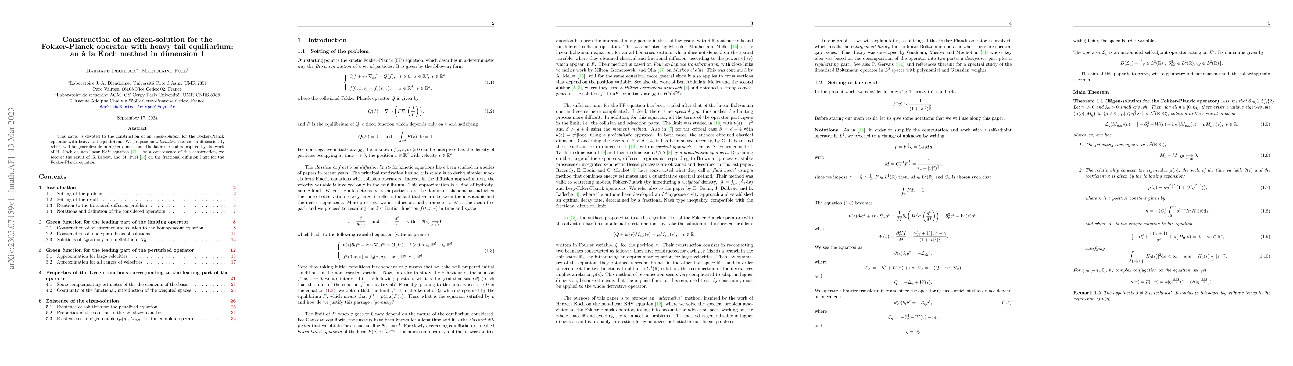 Thumbnail for Construction of an eigen-solution for the Fokker-Planck operator with
  heavy tail equilibrium: an `a la Koch method in dimension 1
