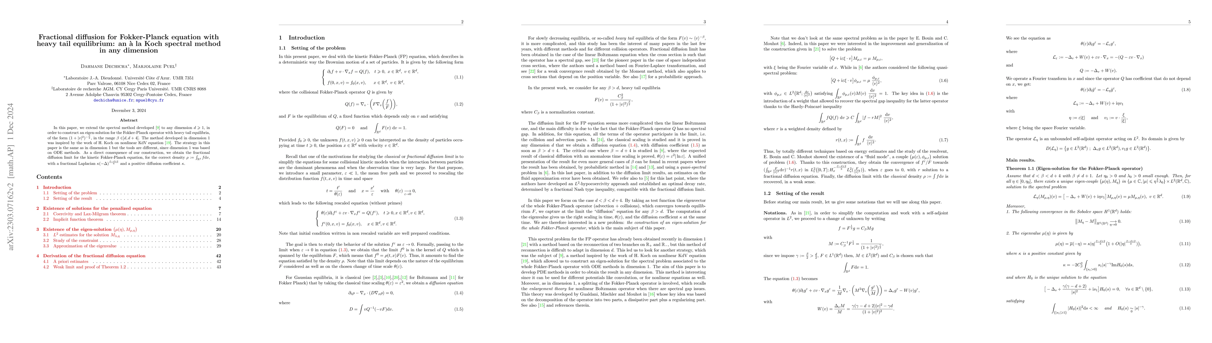 Thumbnail for Fractional diffusion for Fokker-Planck equation with heavy tail
  equilibrium: an \`a la Koch spectral method in any dimension