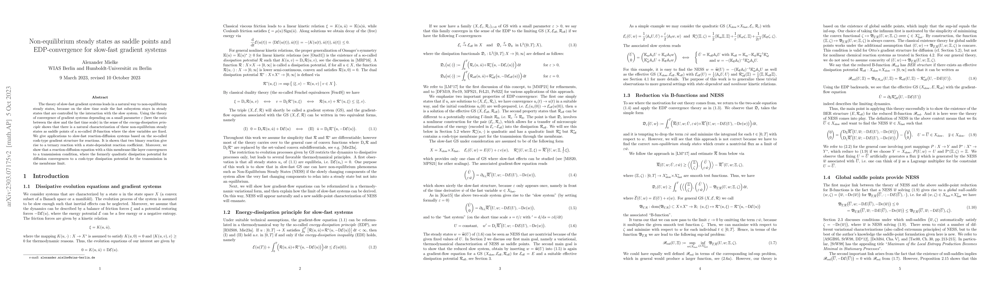 Thumbnail for Non-equilibrium steady states as saddle points and EDP-convergence for
  slow-fast gradient systems