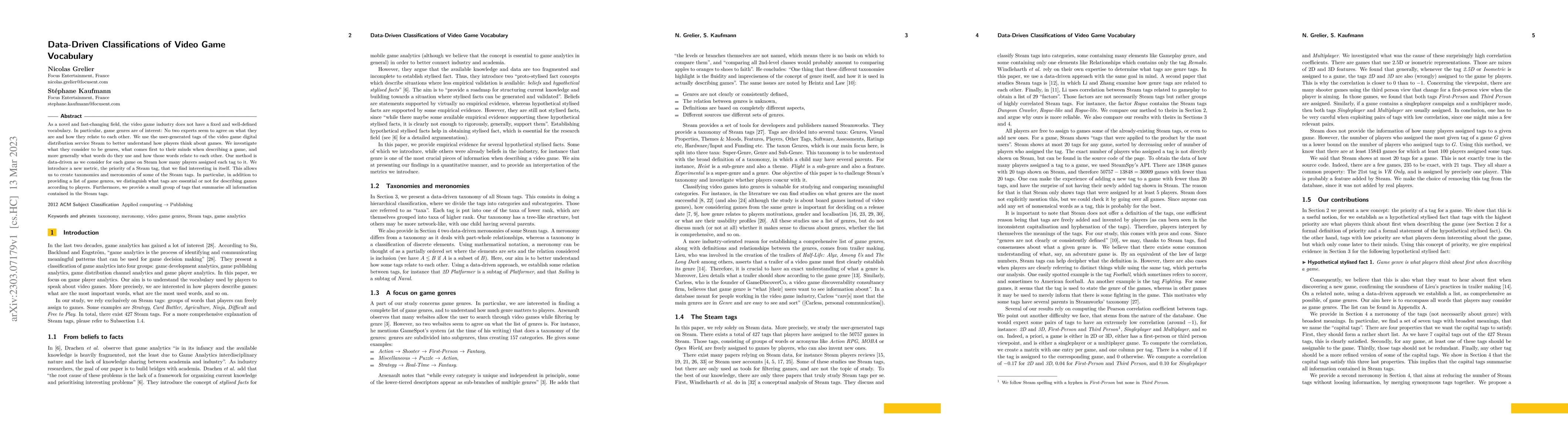 Thumbnail for Data-Driven Classifications of Video Game Vocabulary