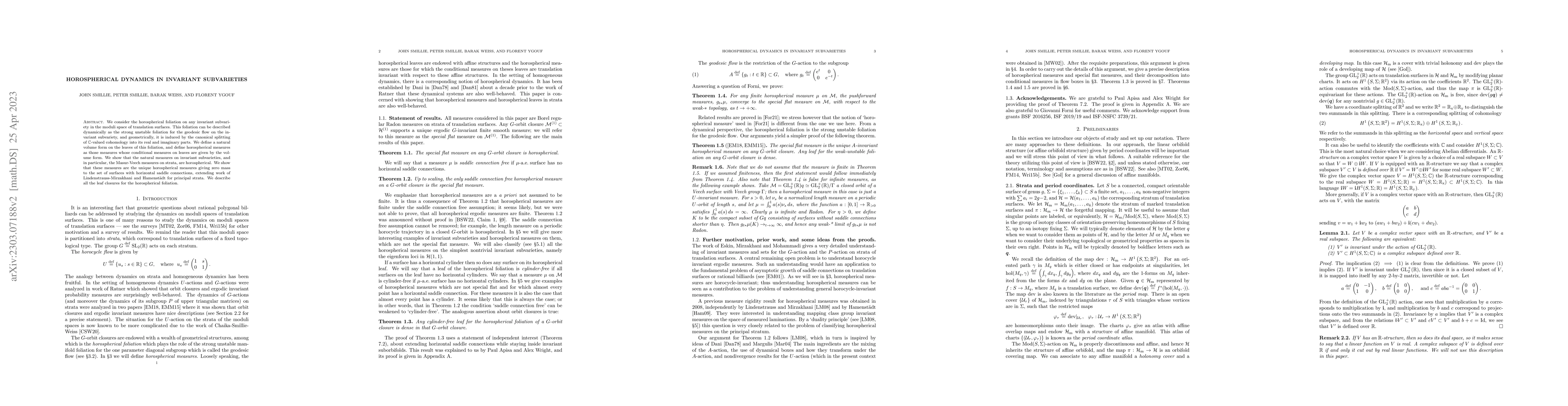 Thumbnail for Horospherical dynamics in invariant subvarieties