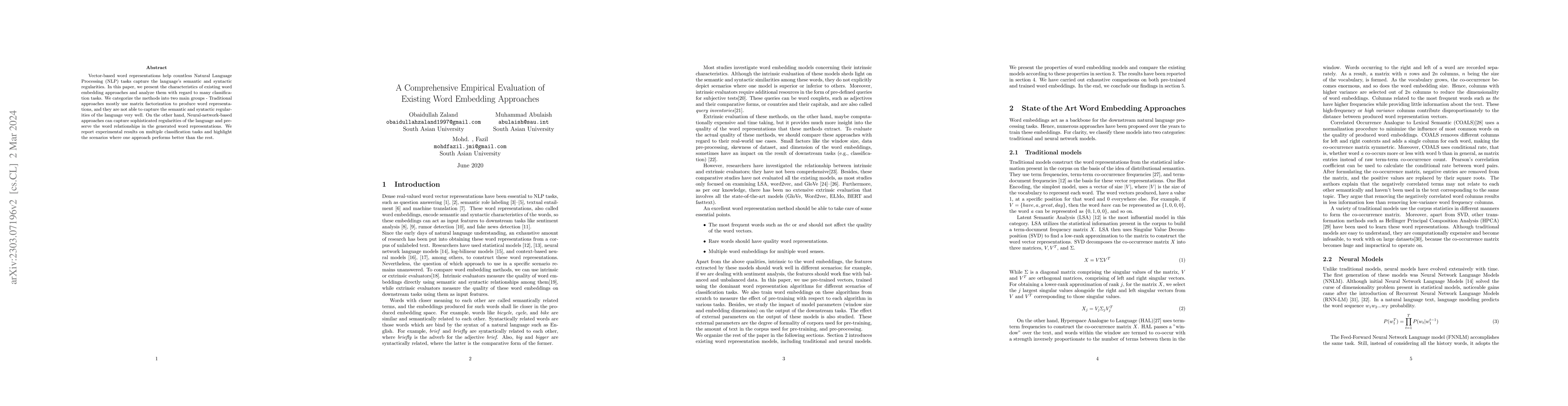 Thumbnail for A Comprehensive Empirical Evaluation of Existing Word Embedding
  Approaches