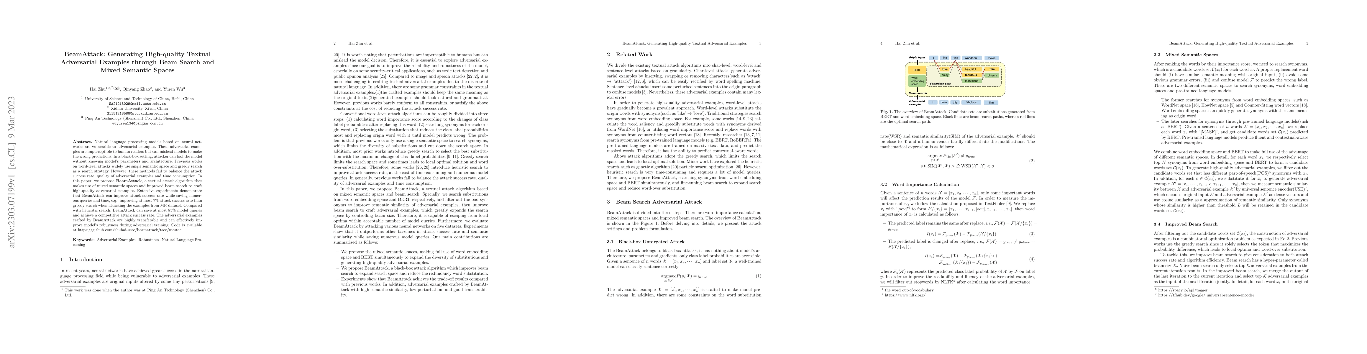Thumbnail for BeamAttack: Generating High-quality Textual Adversarial Examples through
  Beam Search and Mixed Semantic Spaces