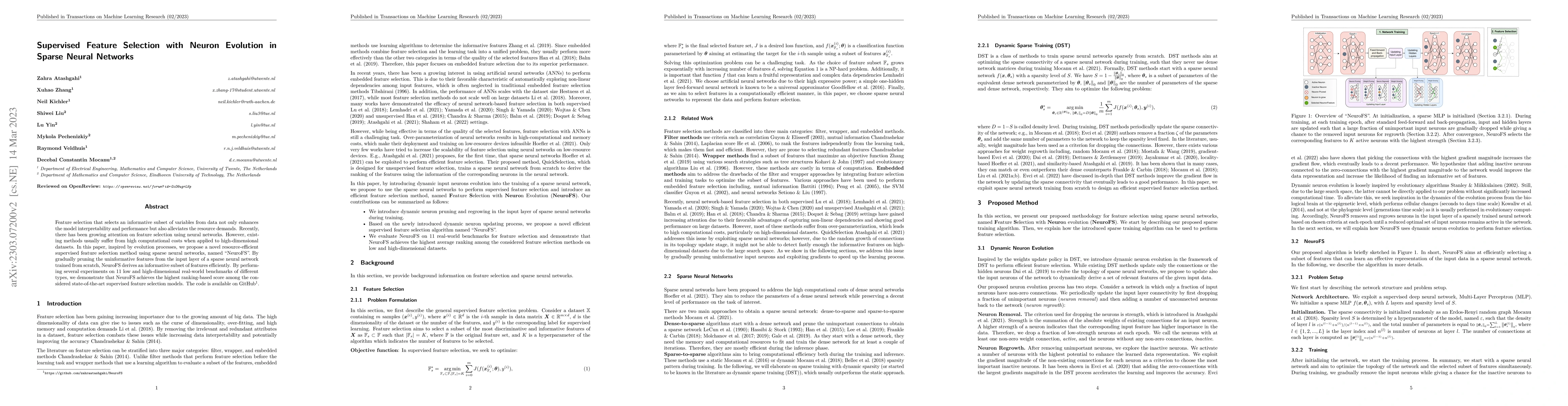 Thumbnail for Supervised Feature Selection with Neuron Evolution in Sparse Neural
  Networks