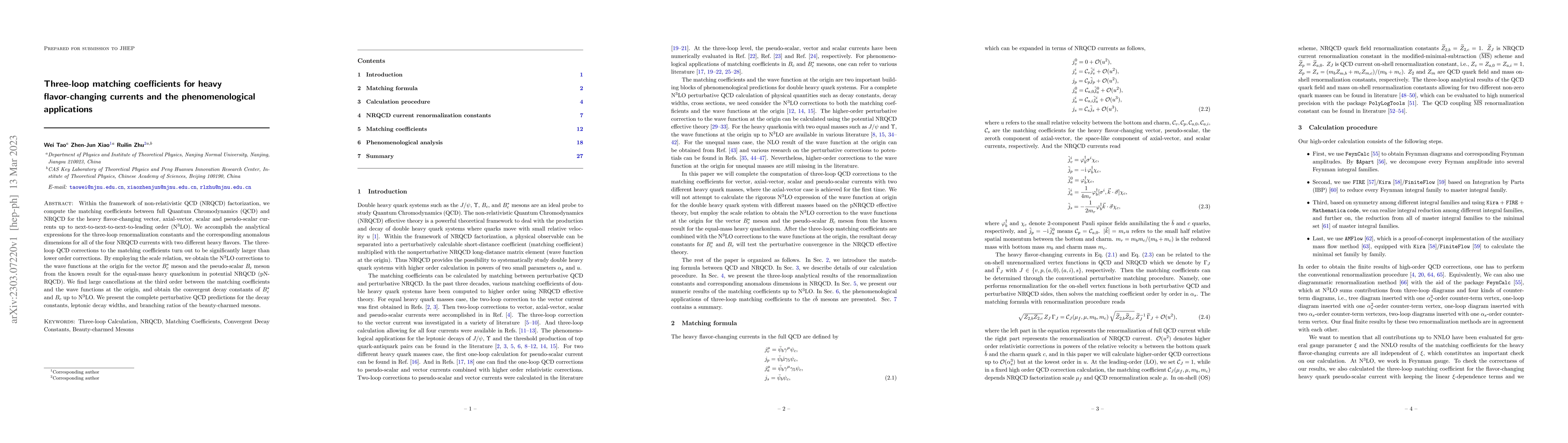 Thumbnail for Three-loop matching coefficients for heavy flavor-changing currents and
  the phenomenological applications