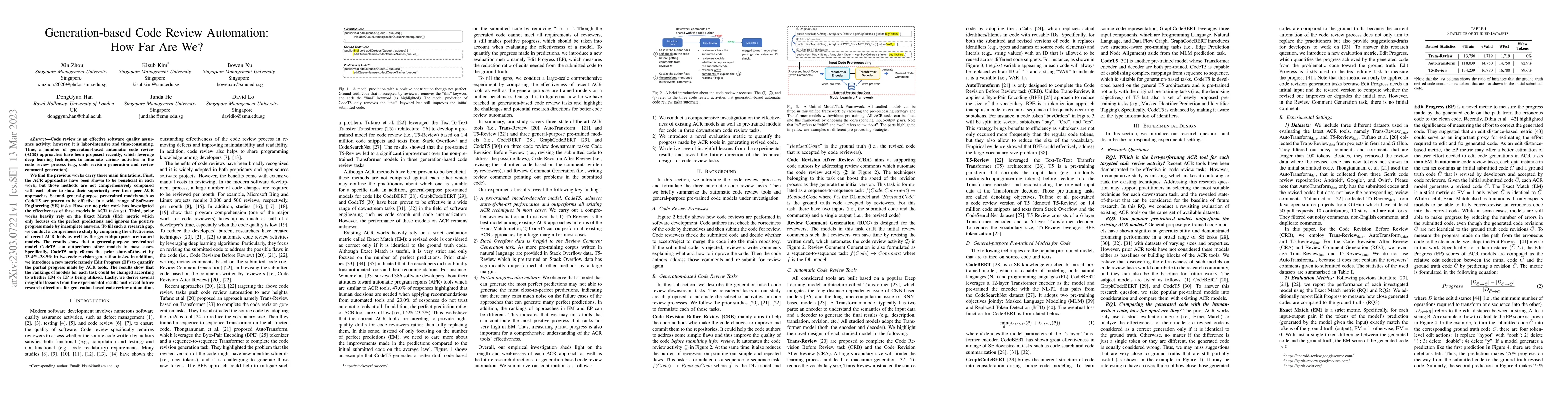 Thumbnail for Generation-based Code Review Automation: How Far Are We?