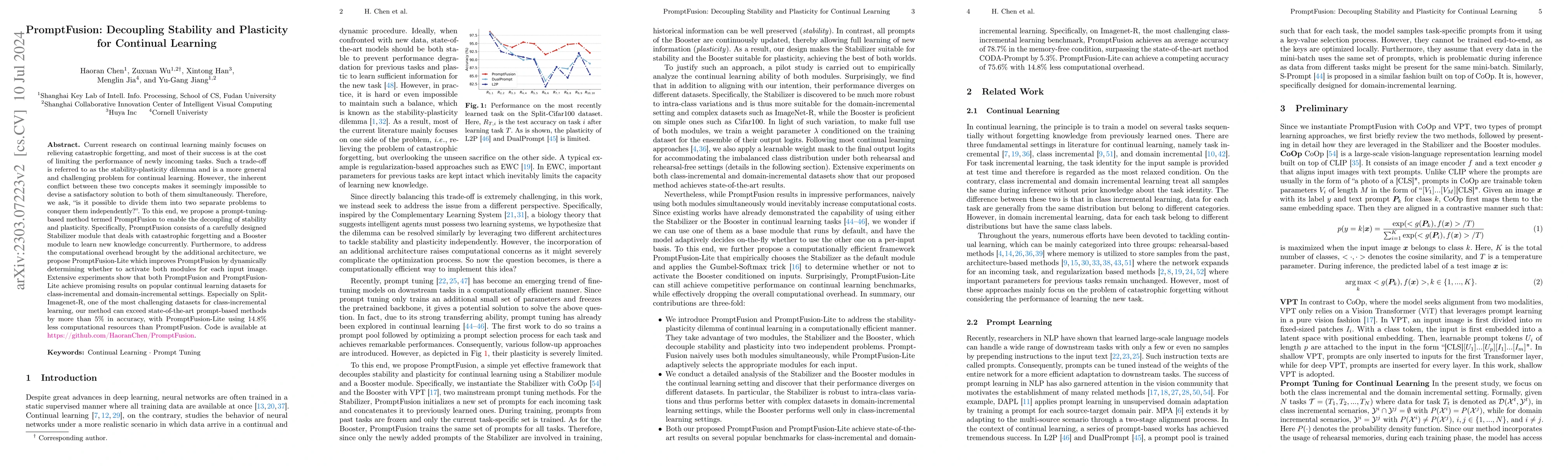 Thumbnail for PromptFusion: Decoupling Stability and Plasticity for Continual Learning