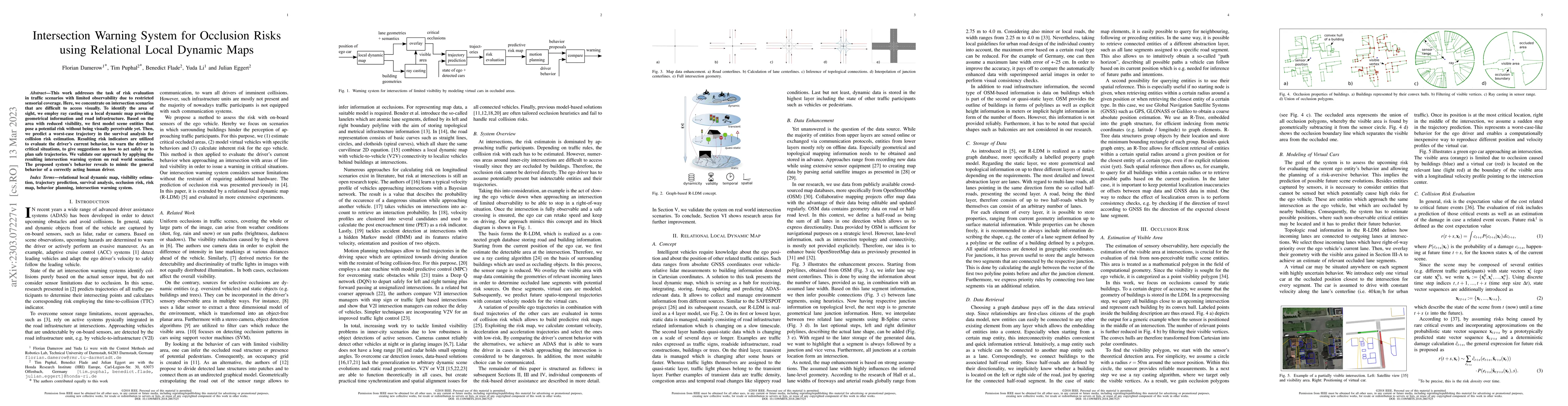 Thumbnail for Intersection Warning System for Occlusion Risks using Relational Local
  Dynamic Maps