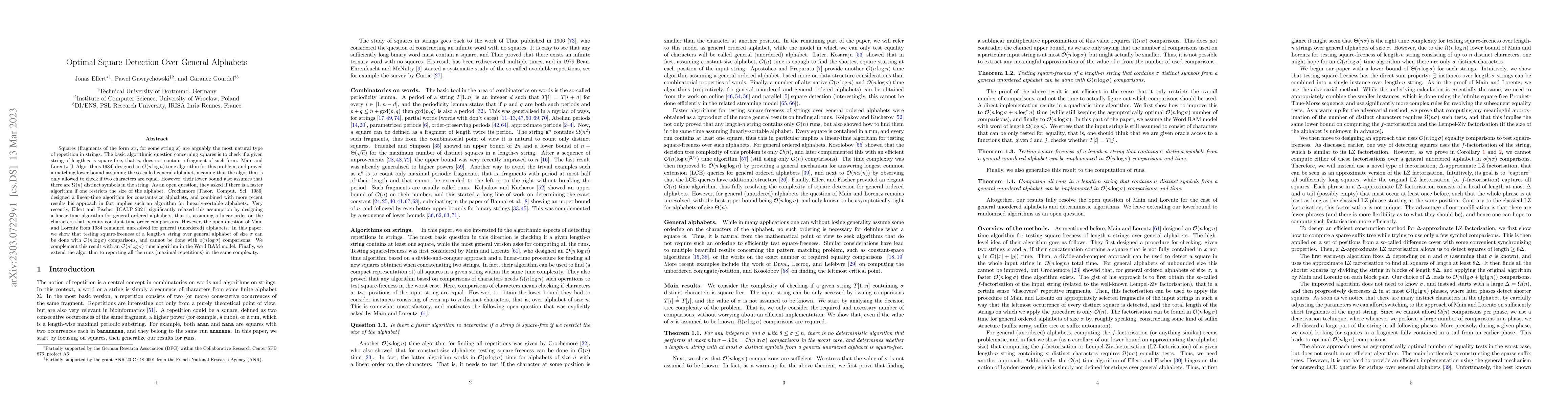 Thumbnail for Optimal Square Detection Over General Alphabets