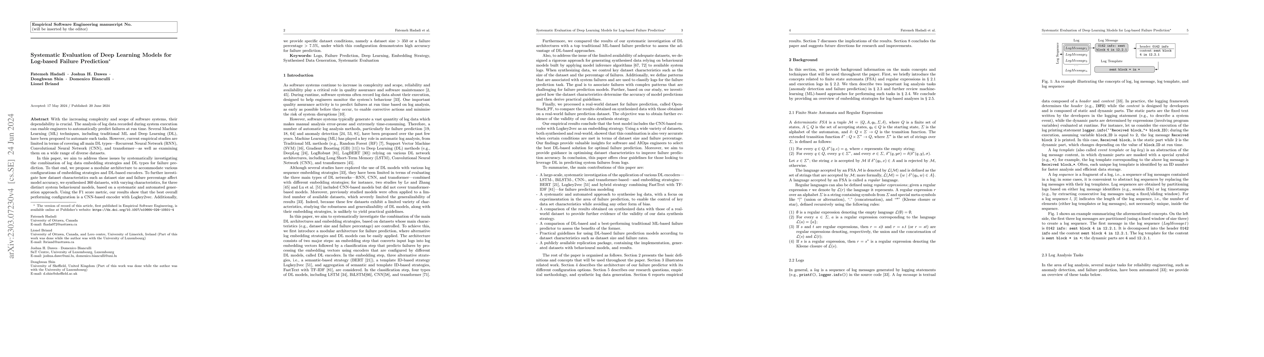 Thumbnail for Systematic Evaluation of Deep Learning Models for Log-based Failure
  Prediction