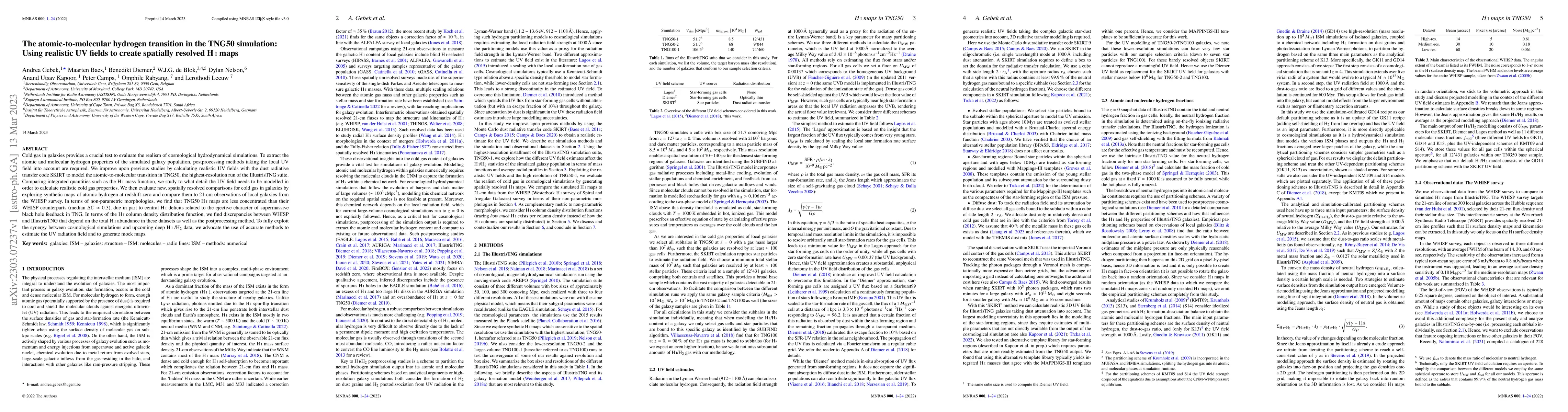 Thumbnail for The atomic-to-molecular hydrogen transition in the TNG50 simulation:
  Using realistic UV fields to create spatially resolved HI maps