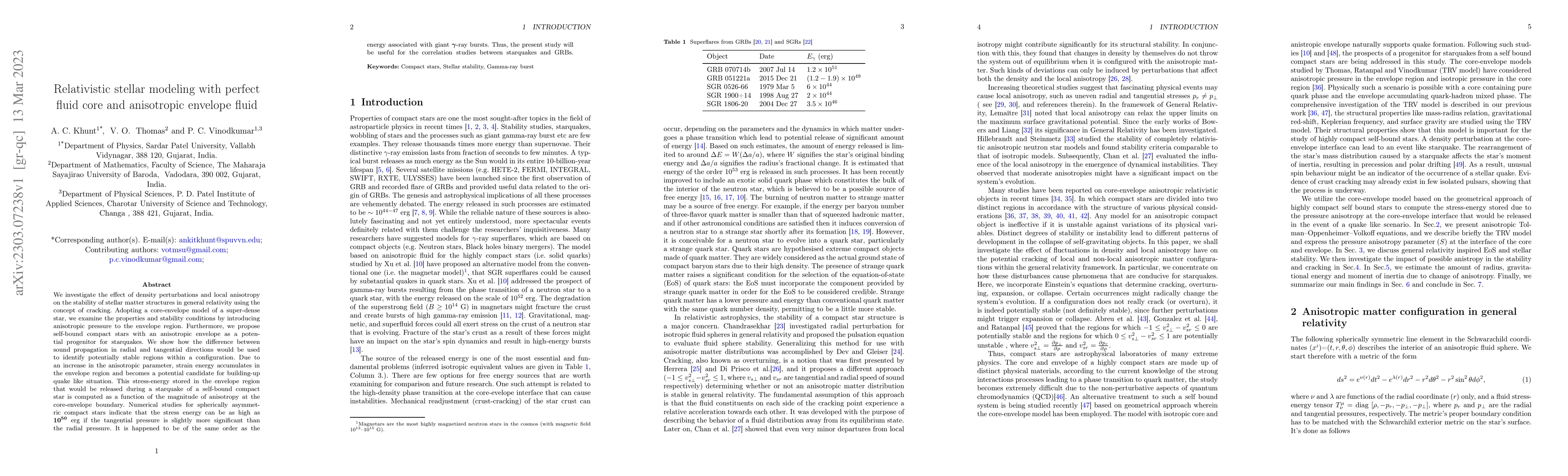 Thumbnail for Relativistic stellar modeling with perfect fluid core and anisotropic
  envelope fluid
