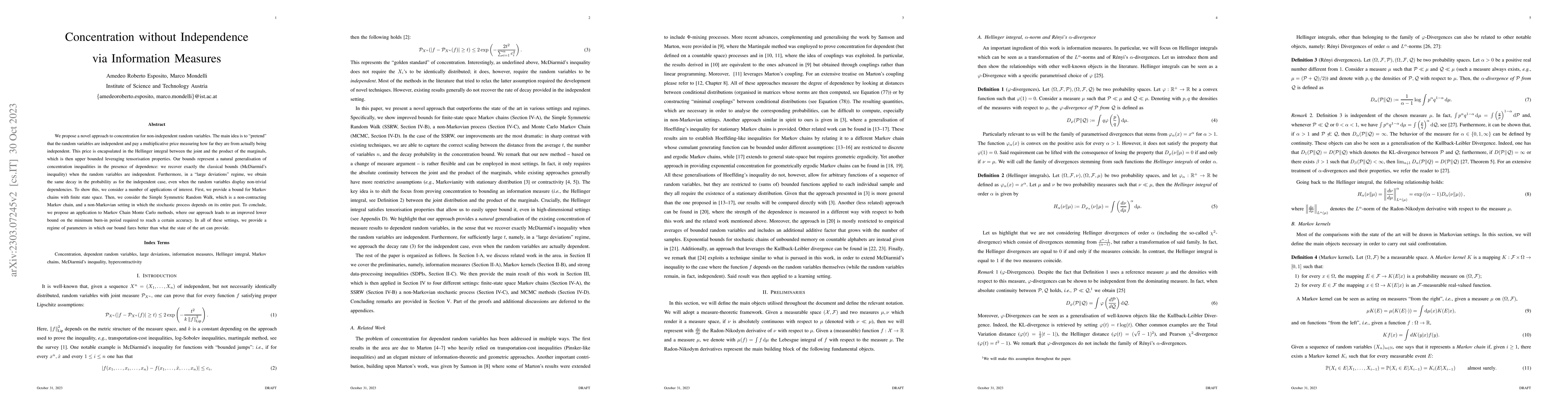Thumbnail for Concentration without Independence via Information Measures