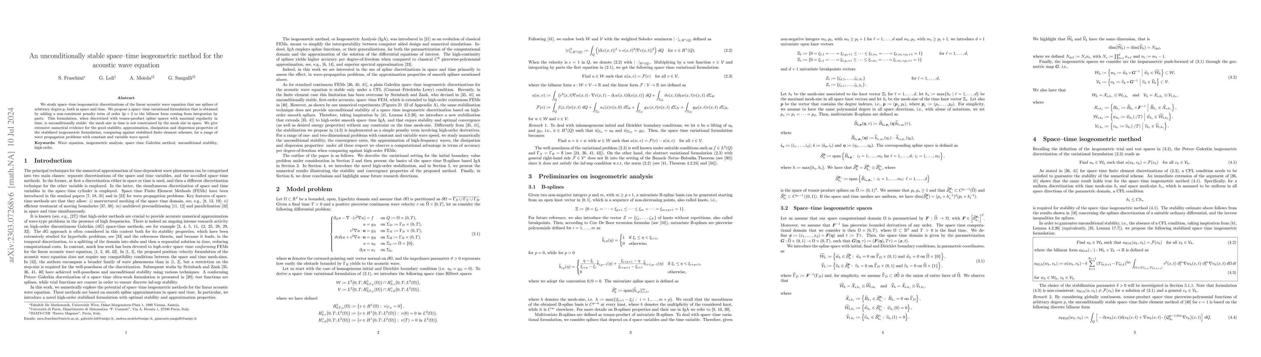 Thumbnail for An unconditionally stable space-time isogeometric method for the
  acoustic wave equation