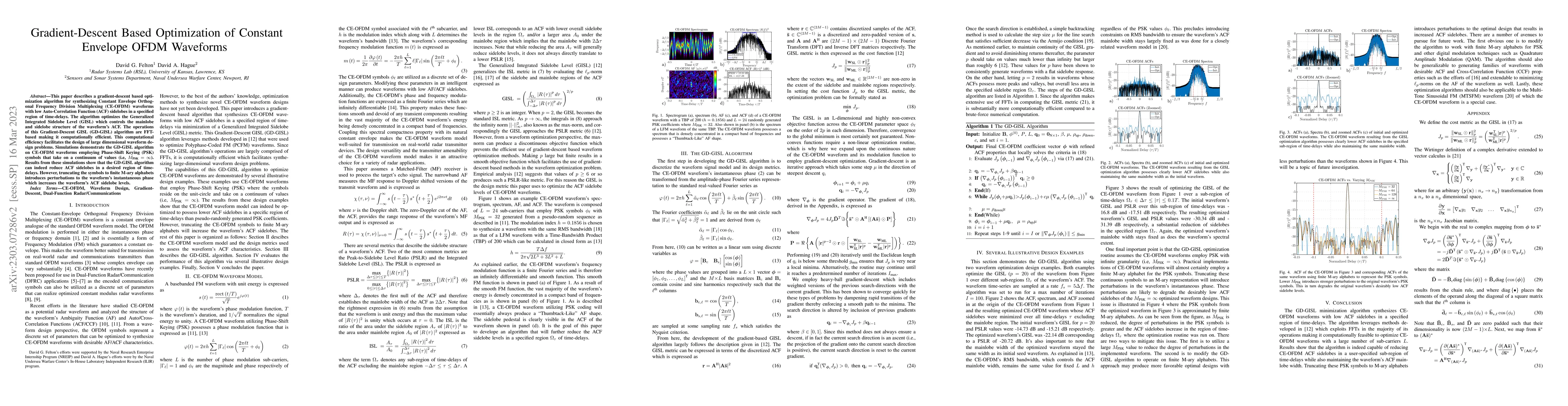Thumbnail for Gradient-Descent Based Optimization of Constant Envelope OFDM Waveforms