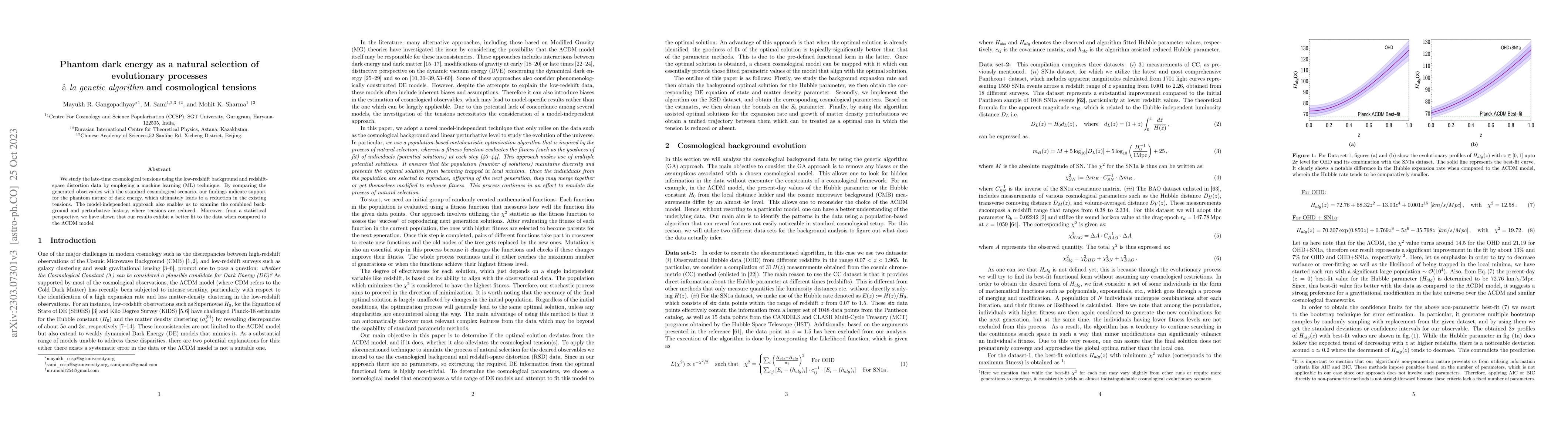 Thumbnail for Phantom dark energy as a natural selection of evolutionary processes
  $\hat{\rm a}$ $\textit{la}$ $\textit{genetic algorithm}$ and cosmological
  tensions