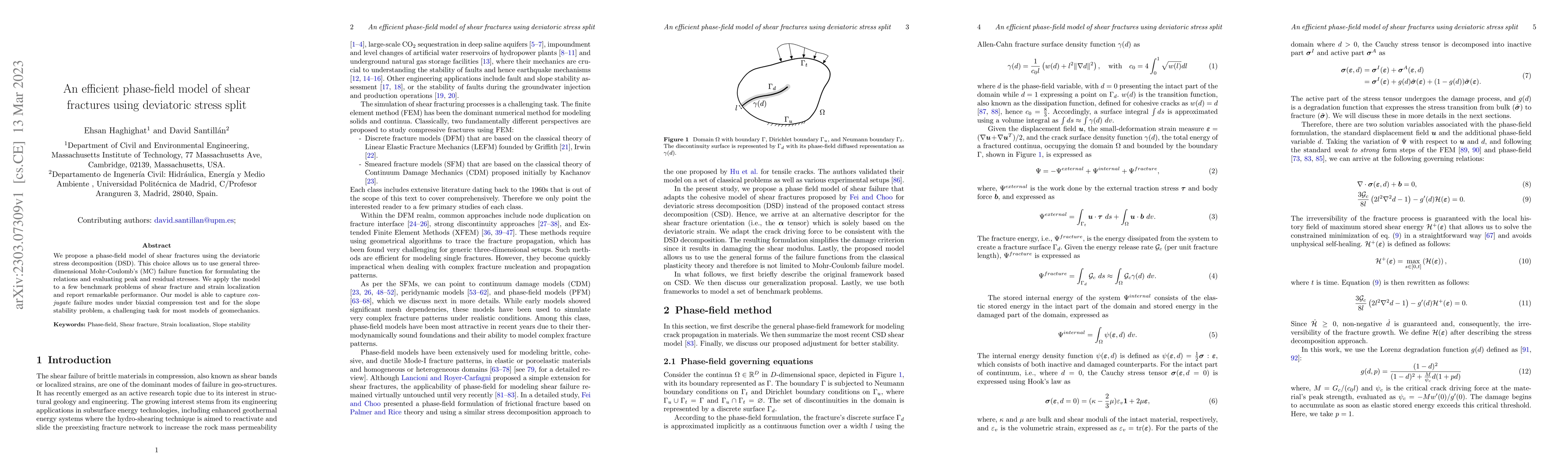 Thumbnail for An efficient phase-field model of shear fractures using deviatoric
  stress split