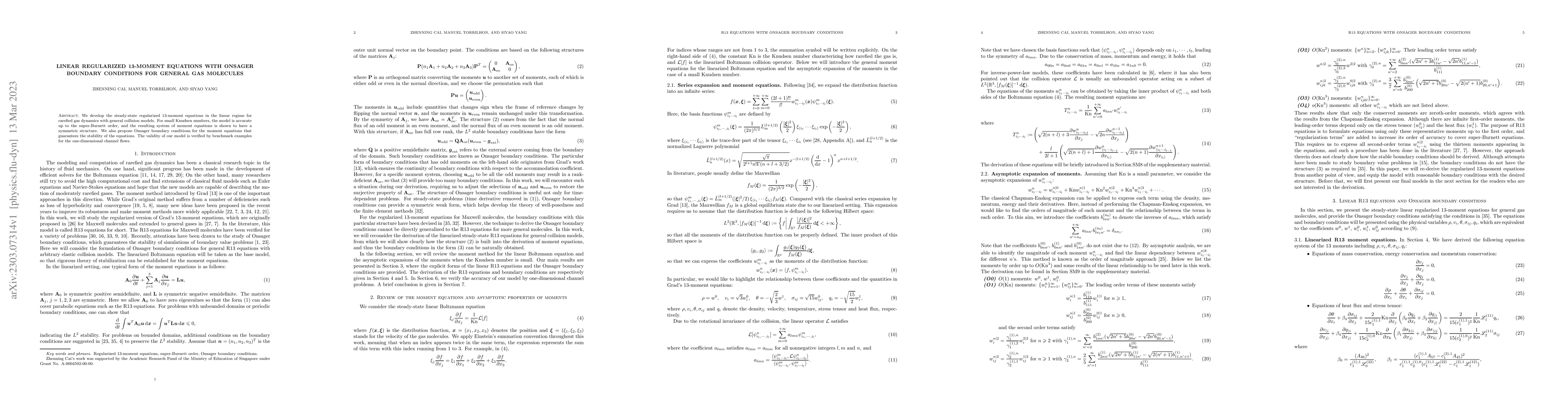 Thumbnail for Linear regularized 13-moment equations with Onsager boundary conditions
  for general gas molecules
