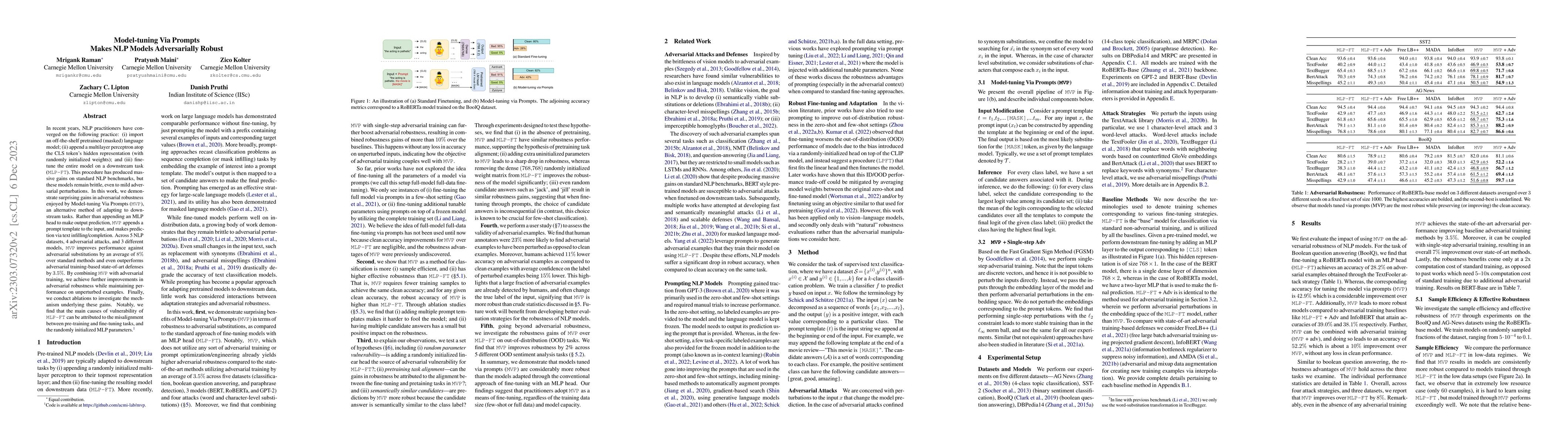 Thumbnail for Model-tuning Via Prompts Makes NLP Models Adversarially Robust