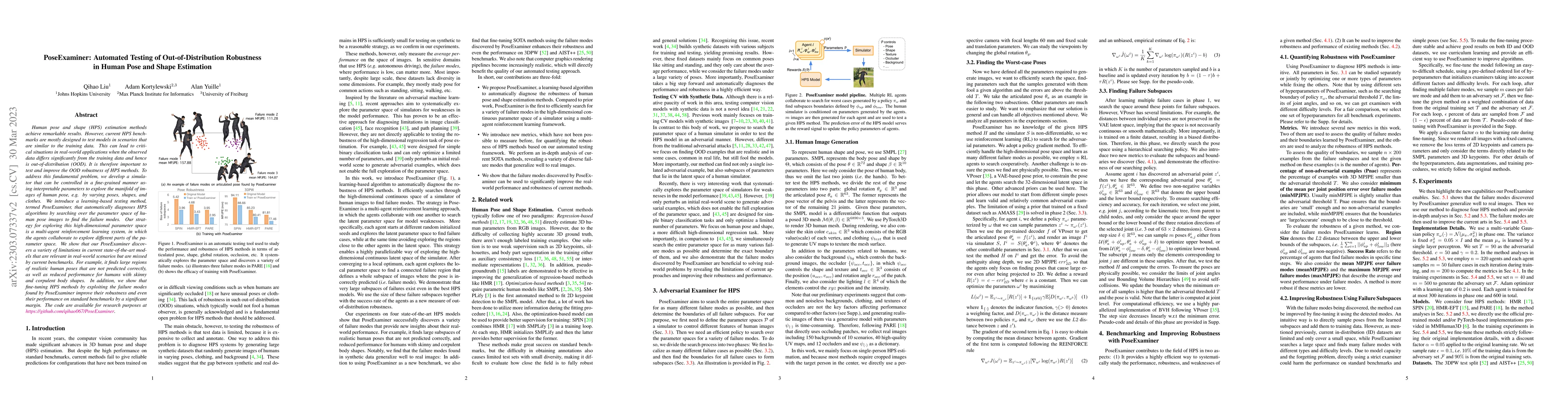 Thumbnail for PoseExaminer: Automated Testing of Out-of-Distribution Robustness in
  Human Pose and Shape Estimation