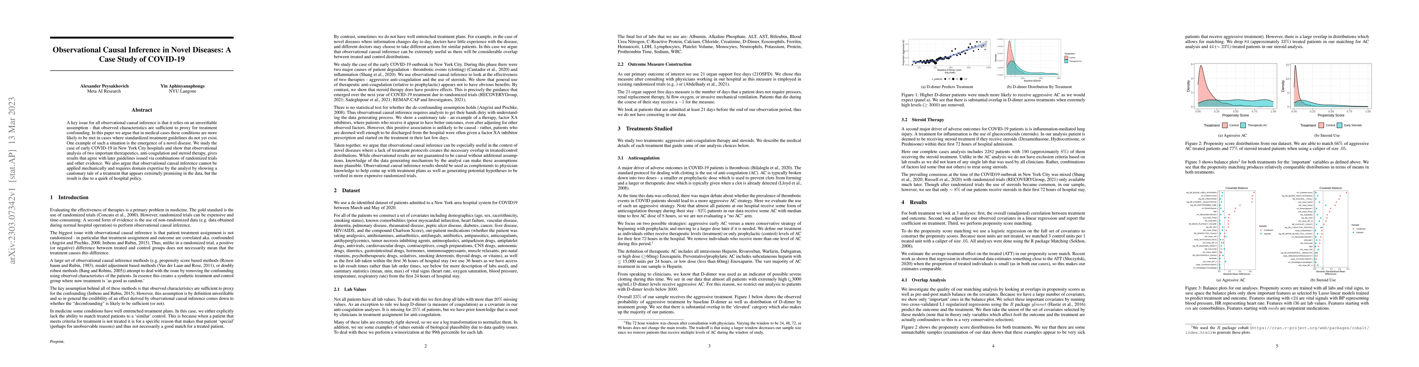 Thumbnail for Observational Causal Inference in Novel Diseases: A Case Study of
  COVID-19