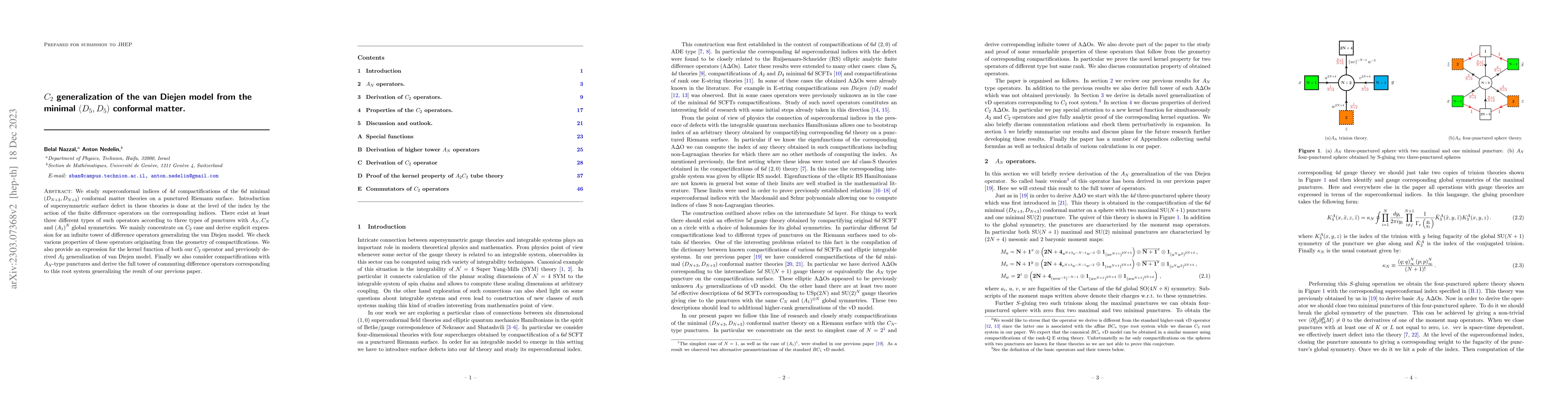 Thumbnail for $C_2$ generalization of the van Diejen model from the minimal
  $(D_5,D_5)$ conformal matter