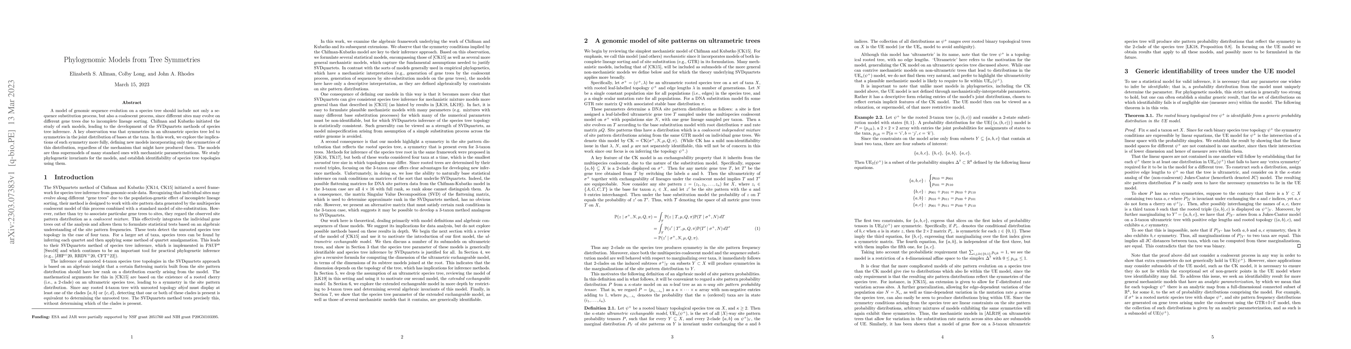 Thumbnail for Phylogenomic Models from Tree Symmetries