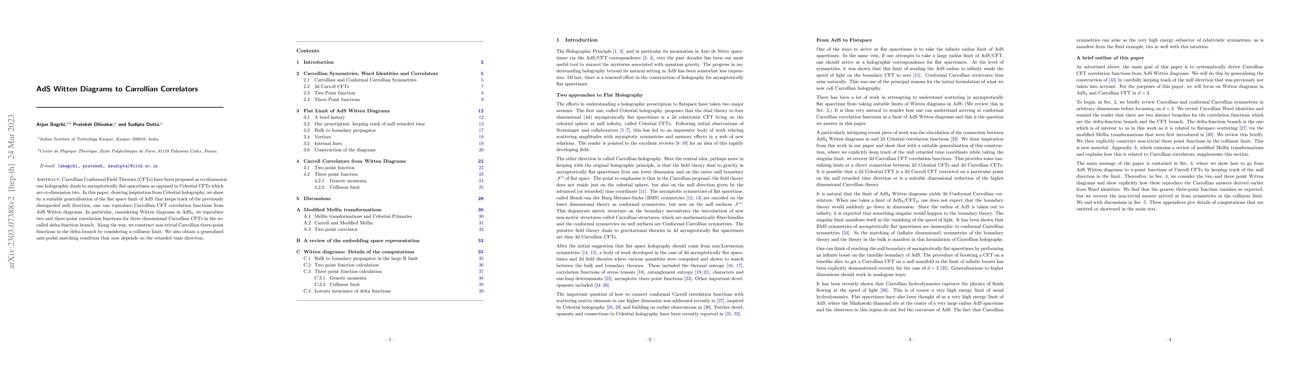 Thumbnail for AdS Witten Diagrams to Carrollian Correlators