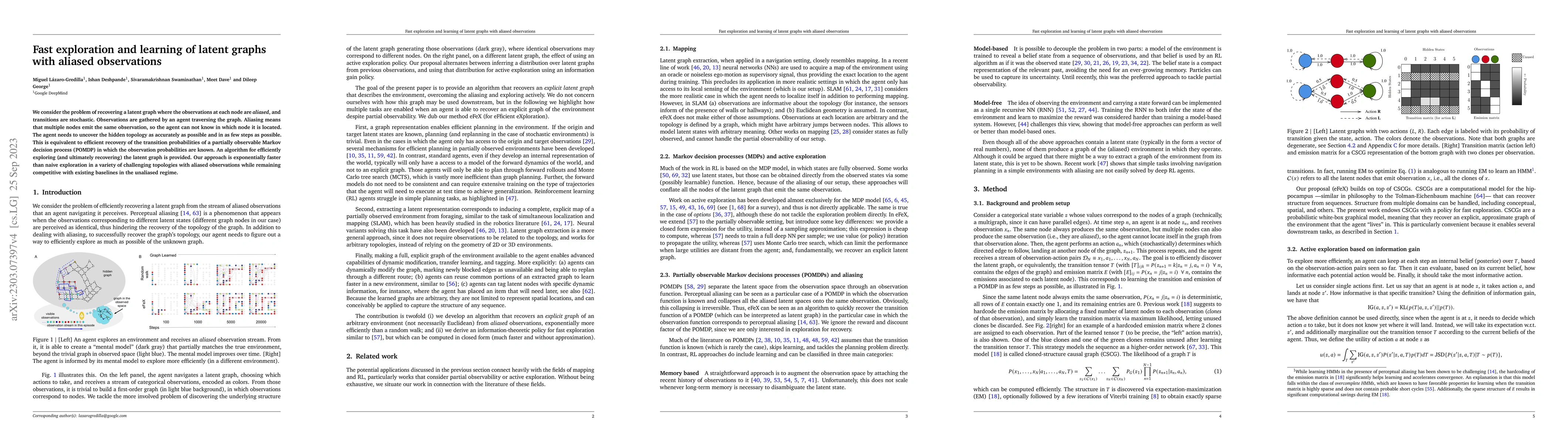 Thumbnail for Fast exploration and learning of latent graphs with aliased observations