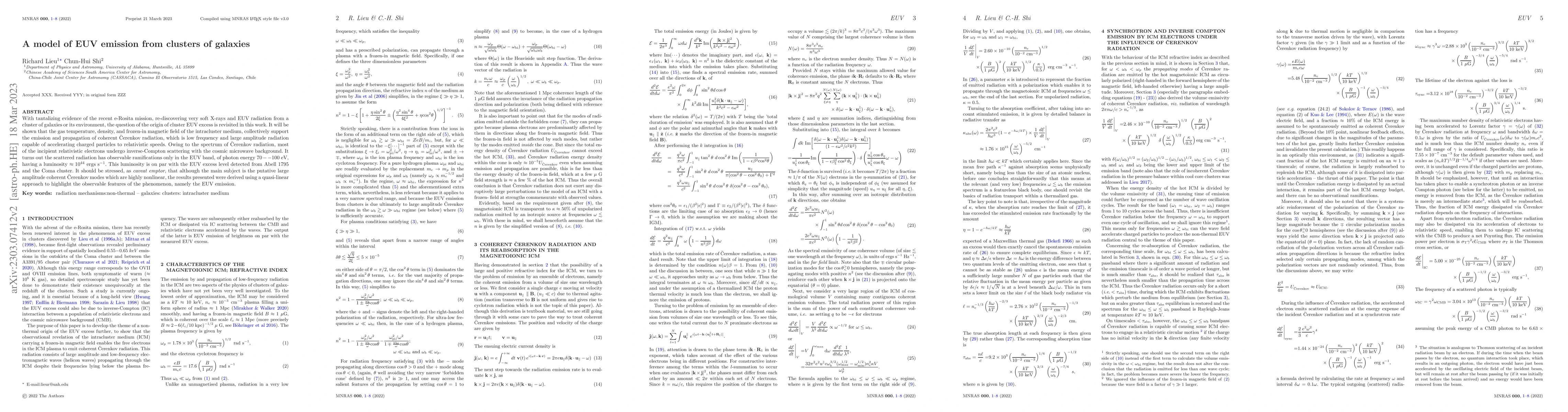 Thumbnail for A Model of EUV Emission from Clusters of Galaxies