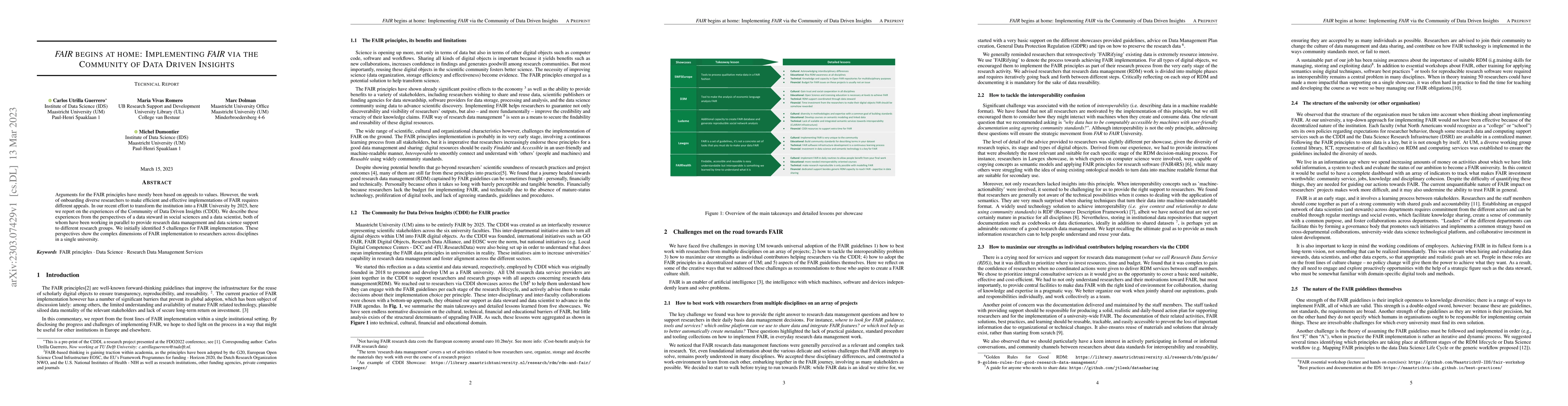 Thumbnail for FAIR Begins at home: Implementing FAIR via the Community Data Driven
  Insights